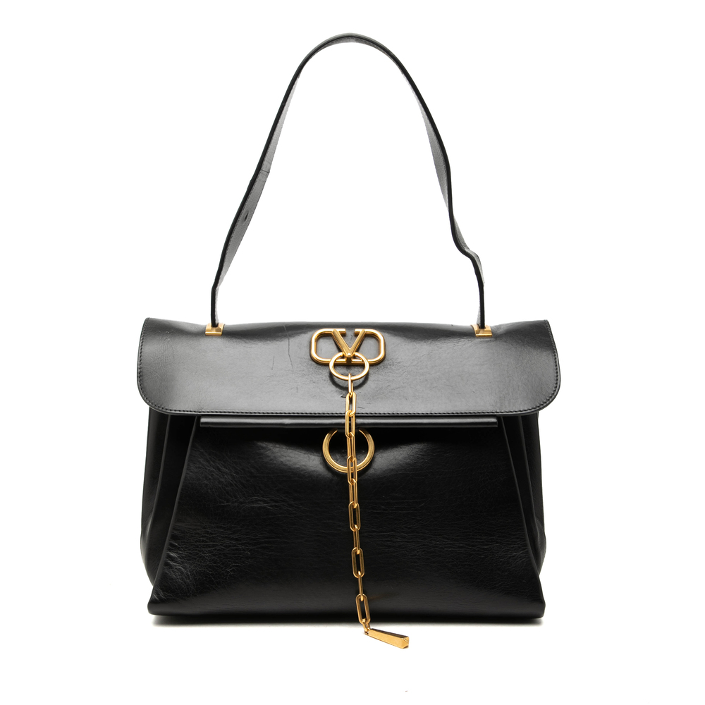 Pre-Loved Valentino Medium Smooth Calfskin VRing Top Handle Bag